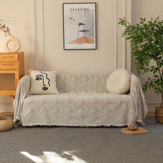 My Home Luxury Pommard Four-Seater Sofa Throw Jacquard 180x320cm Ecru
