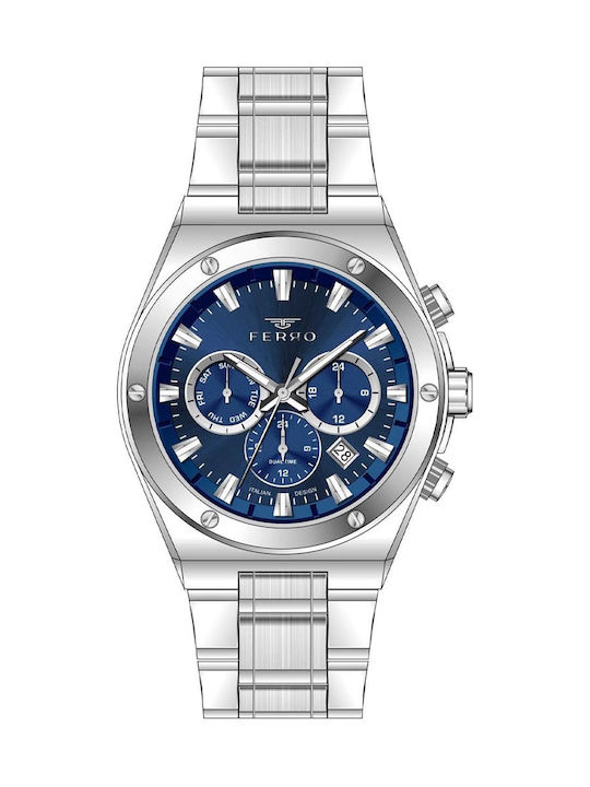 Ferro Men's Battery Watch With Silver Metal Bracelet