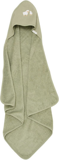Little Dutch Baby Hooded Towel Little Farm Green 100x100cm