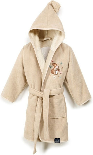 La Millou Kinderbademantel Beige mit Kapuzen-