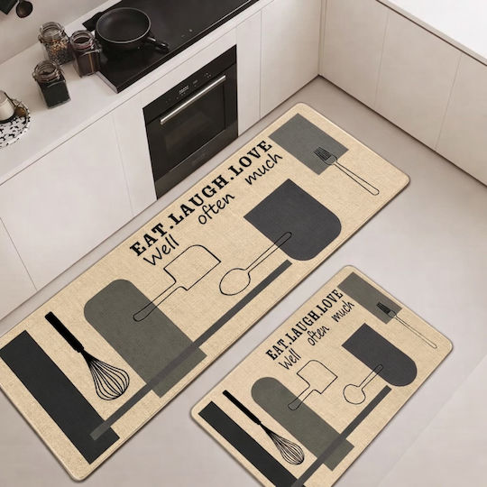 My Home Luxury Kitchen Runner Mat with Non-Slip Backing Eat Laugh Love 60x180cm
