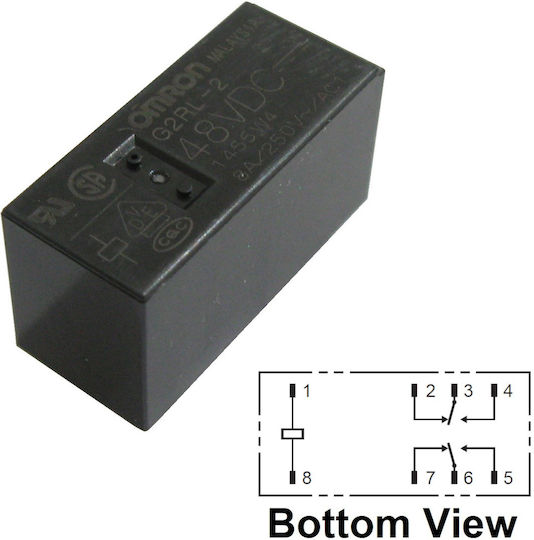 Relay Board Coil 48vdc 5.358kΩ 8a 250vac Dpdt Two Contacts On-on Omron Low Profile Power Relay G2rl-2 48vdc