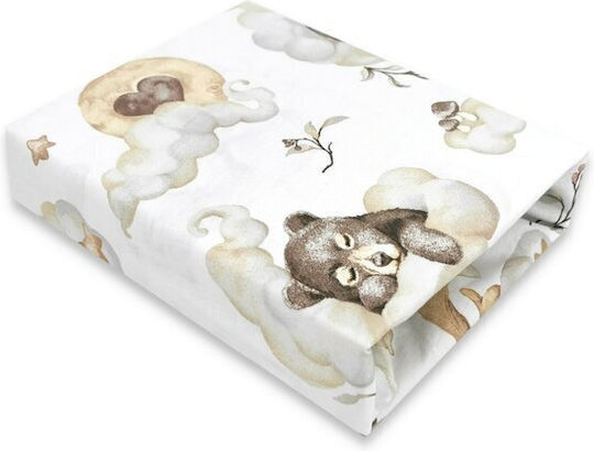 Qmini Lenjerie De Patut Bebe Pentru Cradle Din Bumbac Cu Cauciuc Bej 76x43cm