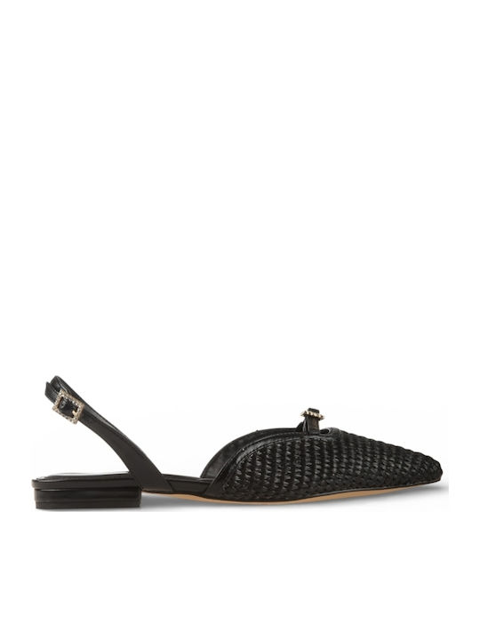 Γυναικείες Μπαλαρίνες Slingback σε Μαύρο Χρώμα
