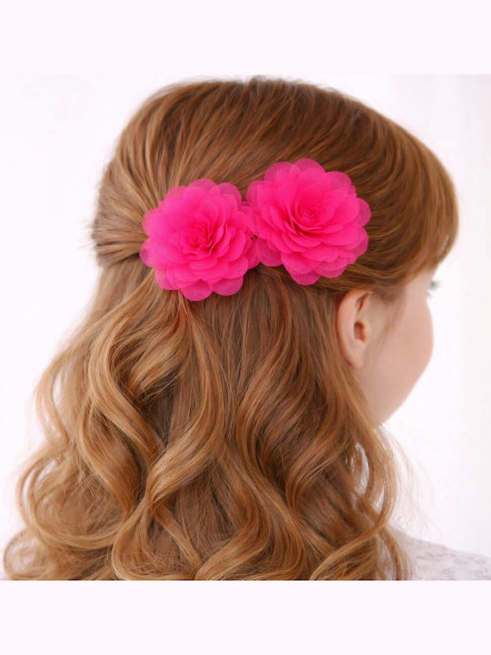 Set Kids Hair Clips with Flower Hair Clip in Pink Colour 2 Pieces