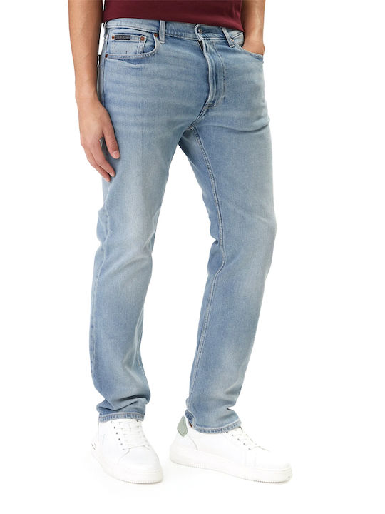 Ανδρικό Παντελόνι Τζιν Ελαστικό με Slim Straight Εφαρμογή Μπλε