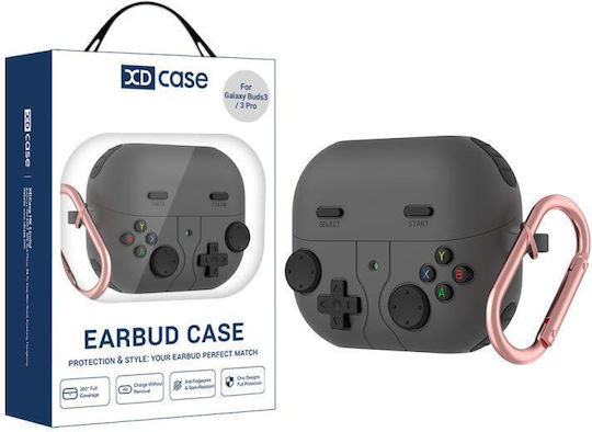 Xdcase Θήκη Σιλικόνης με Γάντζο σε Μαύρο χρώμα για Galaxy Buds3