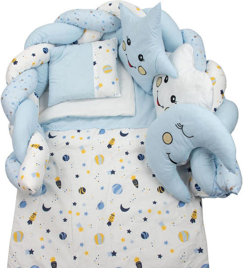 Kamtex Baby Crib Set Light Blue 7 Pieces