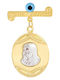 Children's Safety Pin Charm from Gilded Silver with Icon of the Virgin Mary