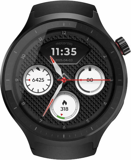 Motorola Moto Watch Aluminum 47mm with Heart Rate Monitor Matte Black with PANTONE Volcanic Ash Band