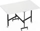 Portable Folding Table 6 Wheels Brakes Folding Kitchen Table Small Spaces White