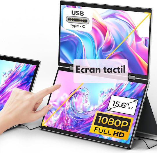 Qova IPS Touch Monitor Portabil 15.6" FHD 1920x1080 Alb