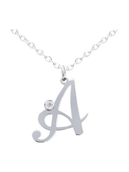 Personal Jewel Monogram Necklace Made of Silver with Zircon