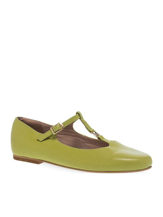 Pantofi Balerini Pentru Femei Din Piele Verde