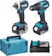 Makita DLX2537TJ Σετ Κρουστικό Δραπανοκατσάβιδο & Παλμικό Κατσαβίδι Brushless 18V με 2 Μπαταρίες 5Ah και Θήκη