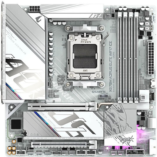 Gigabyte X870M AORUS ELITE ICE Wi-Fi Дънна Платка Micro ATX с AMD AM5 Сокет