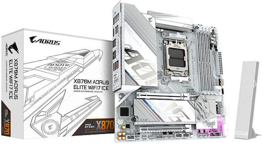 Gigabyte X870M AORUS ELITE ICE Wi-Fi Дънна Платка Micro ATX с AMD AM5 Сокет
