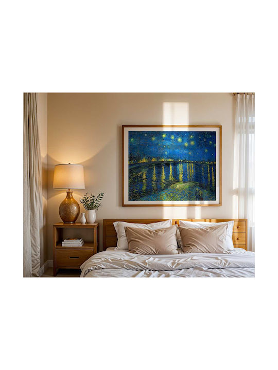 Poster Van Gogh Starry Night Over Rhone Art106 50cm X 70cm Brown Wooden Frame