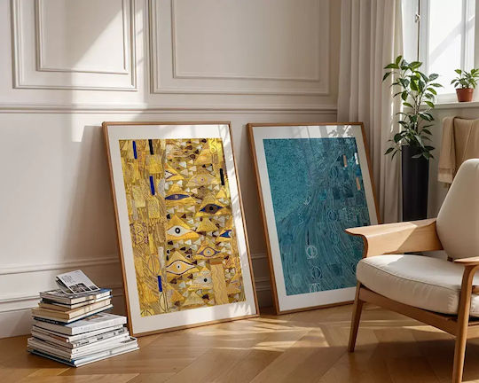 Poster Blue Details By Gustav Klimt Art156 50cm X 70cm Μαύρη Ξύλινη Κορνίζα