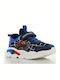Spiderman Kids Sneakers with Hoop & Loop Closure & Lights Blue