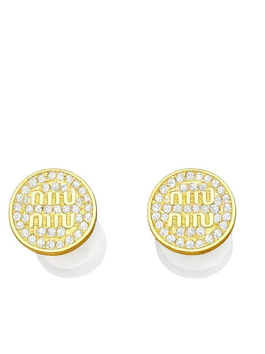 Eluna Gold Plated Steel Stud Earrings with Stones
