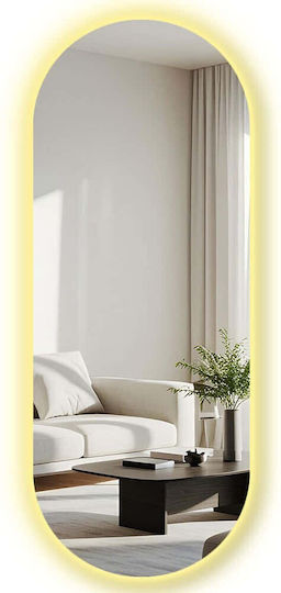 Hanah Home Καθρέπτης Τοίχου Ολόσωμος με Λευκό Πλαστικό Πλαίσιο & LED Φωτισμό 135x52cm