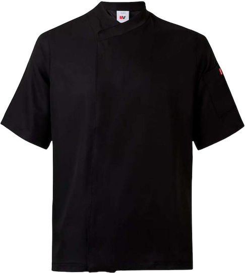 Velilla Chef Jacket 100% Microfiber Black With Short Sleeve