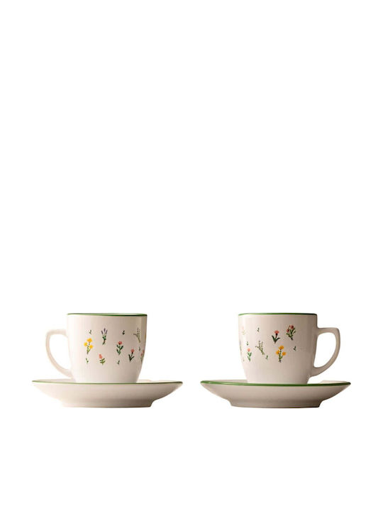 Hermia Set Ceramic Multicolour Coffee Cups 4 Pieces