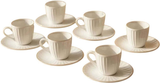 Hermia Set Cesti Maro Din Porțelan Alb 60ml 12 Bucăți