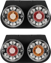 Globostar Abschlepplicht 999-0251 Rücklicht für Fahrzeuge Led 9w 360lm 180° Dc 24v Wasserdicht Ip66 Orange & Rot & Kaltweiß 6000k M18.5 x P5 x H10cm Packung 2 Stücke 1 Jahr Garantie