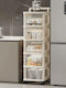 Plastic Kitchen Trolley 4 Tiers White 26x34x65cm