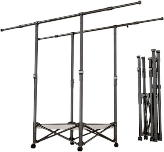 Klappbarer Boden-Kleiderständer Metallisch mit Rädern Schwarz