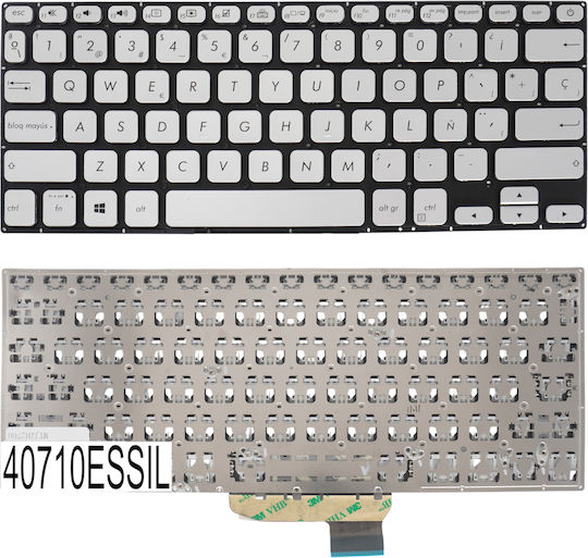 Spanish Laptop Keyboard Asus Vivobook S14 S430 S430fa S430ua X430u X430fn X430fa S435ea-evo-wb711r Aexklu01020 Asm18c83usj9201 0knb0-260aus00 Nsk-wk6sq Es Without Frame Silver Cod.40710essil