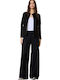 Women's High Rise Leather Pantaloons in Palazzo Fit Black