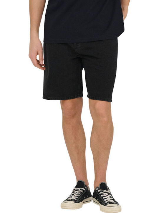 Only & Sons Ανδρική Βερμούδα Τζιν Washed Black