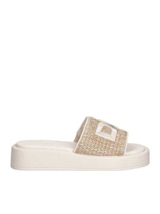 Damen Flatforms Beigen Sandalen