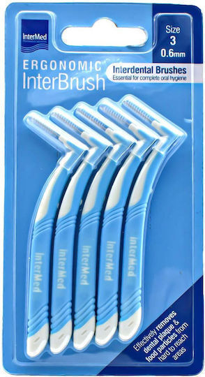 InterMed Ergonomic Interbrush Интердентални Четки с Дръжка 0.6mm Светлосини 5 Бройки