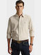 Shirt Long Sleeve Cotton Striped Beige