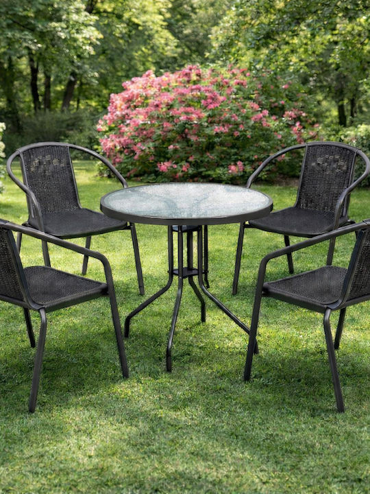 Outdoor Living Room Set 5 Pieces Gray