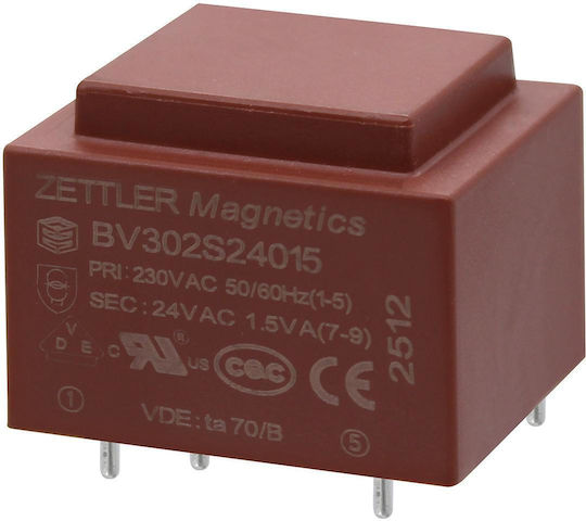 Μετασχηματιστης Pcb 230v 1.5va 1x24v Ztl 01.090.0291 15 Τεμαχια