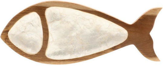 Atmosphera Fisch Dekorative Platte Hölzernes Ecru 27x14cm