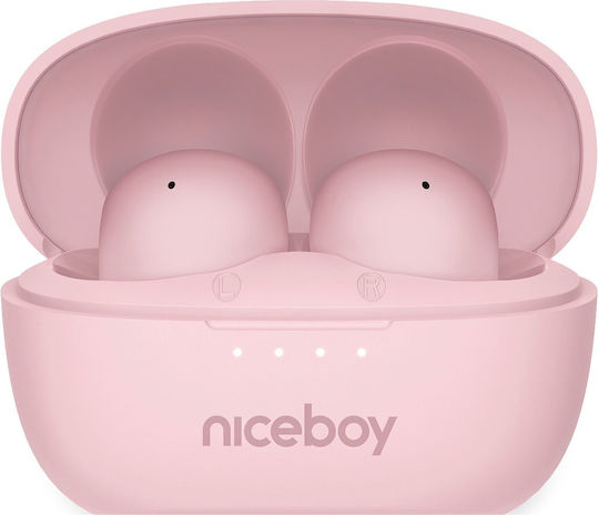 Niceboy Podsie 4 Pop In Ear Bluetooth Безжични Слушалки с Устойчивост на Изпотяване и Калъф за Зареждане Розови