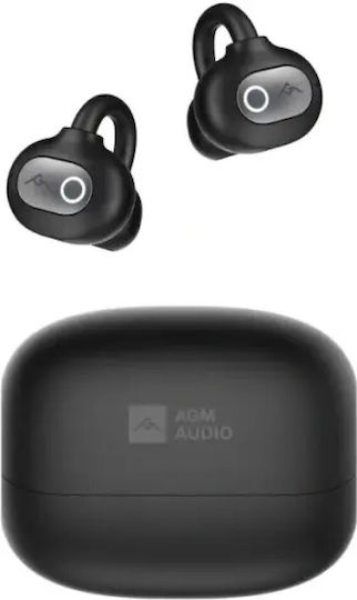 AGM Open Buds 1 Bluetooth Handsfree Ακουστικά με Αντοχή στον Ιδρώτα και Θήκη Φόρτισης Μαύρα