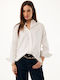 Long Sleeve Women's Linen Shirt White