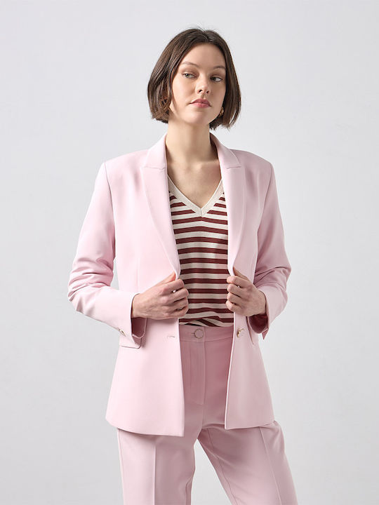 Passager Women's Crepe Waisted Blazer Pink