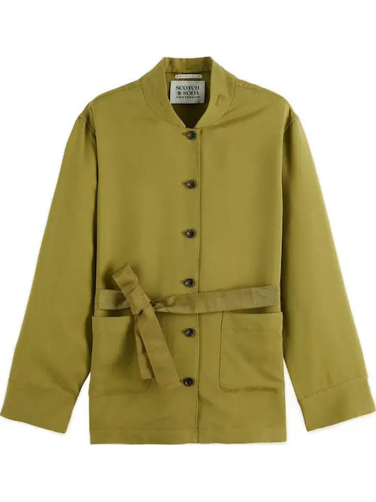 Scotch & Soda Belted Γυναικείο Σακάκι Green Moss