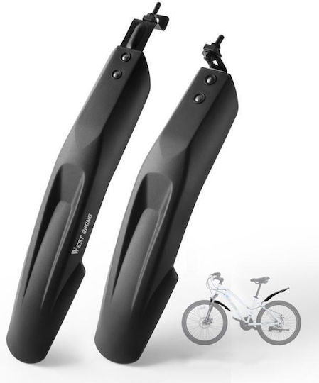 West Biking Very Wide Long Mountain Bicycle Fenders Full Coverage 20 22 Inch Black