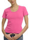 Short Sleeve Pink Fluo Women's Tank Top