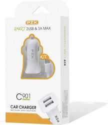 PZX Handy-Autoladegerät mit 2xUSB-A Anschlüssen und Mikro-USB Kabel PZX Handy-Autoladegerät mit 2xUSB-A Anschlüssen und Mikro-USB Kabel