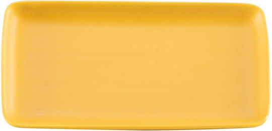 Zafferano Shallow Rectangular Porcelain Yellow Plate 12.5x23cm 2 Pieces